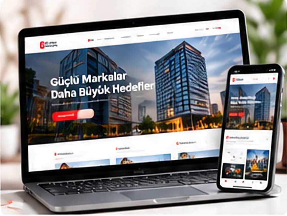 Dizüstü bilgisayar ve telefonda kurumsal web sitesi tasarımı